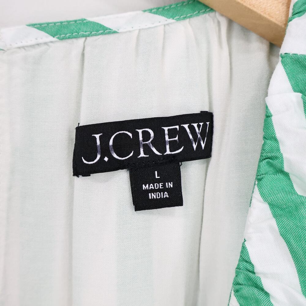 J.Crew Hyacinth Dress Striped Cotton Poplin Bright Clover Green Size Large - Picture 4 of 8